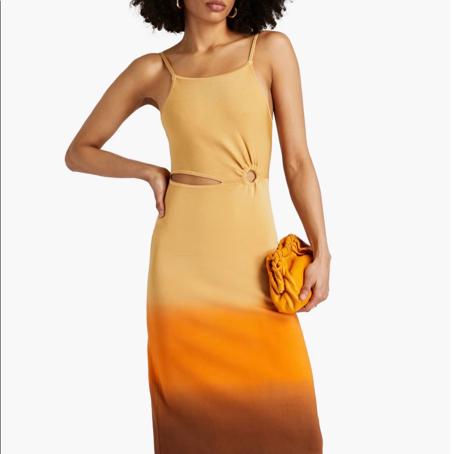 Sandro Ombre Midi Dress In Mustard And Orange